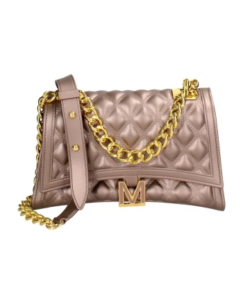 Geanta crossbody matlasata cu clapa, Auriu/Bronz