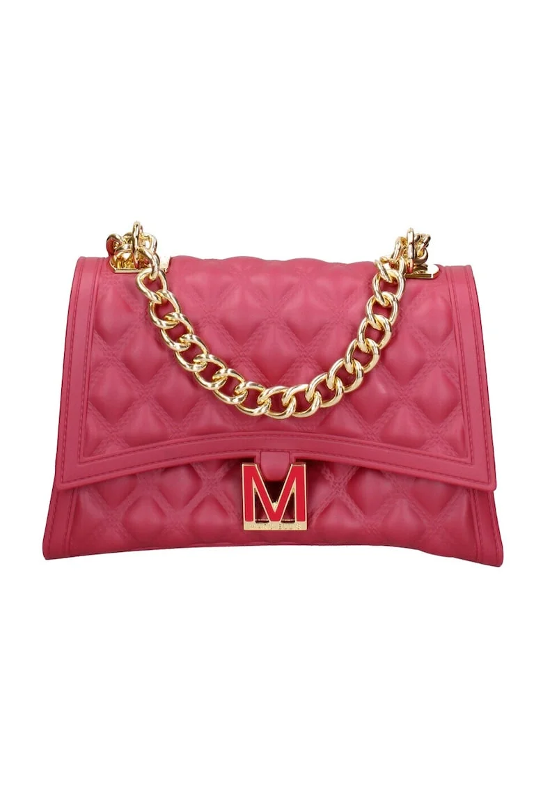 Geanta crossbody matlasata cu clapa, Rosu/Auriu