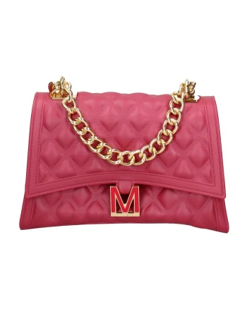 Geanta crossbody matlasata cu clapa, Rosu/Auriu
