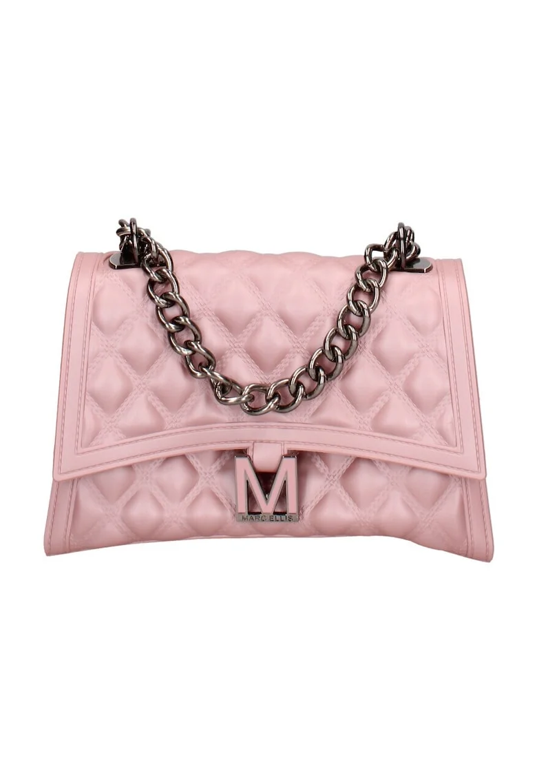 Geanta crossbody matlasata cu clapa, Roz pal