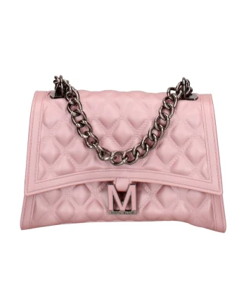 Geanta crossbody matlasata cu clapa, Roz pal