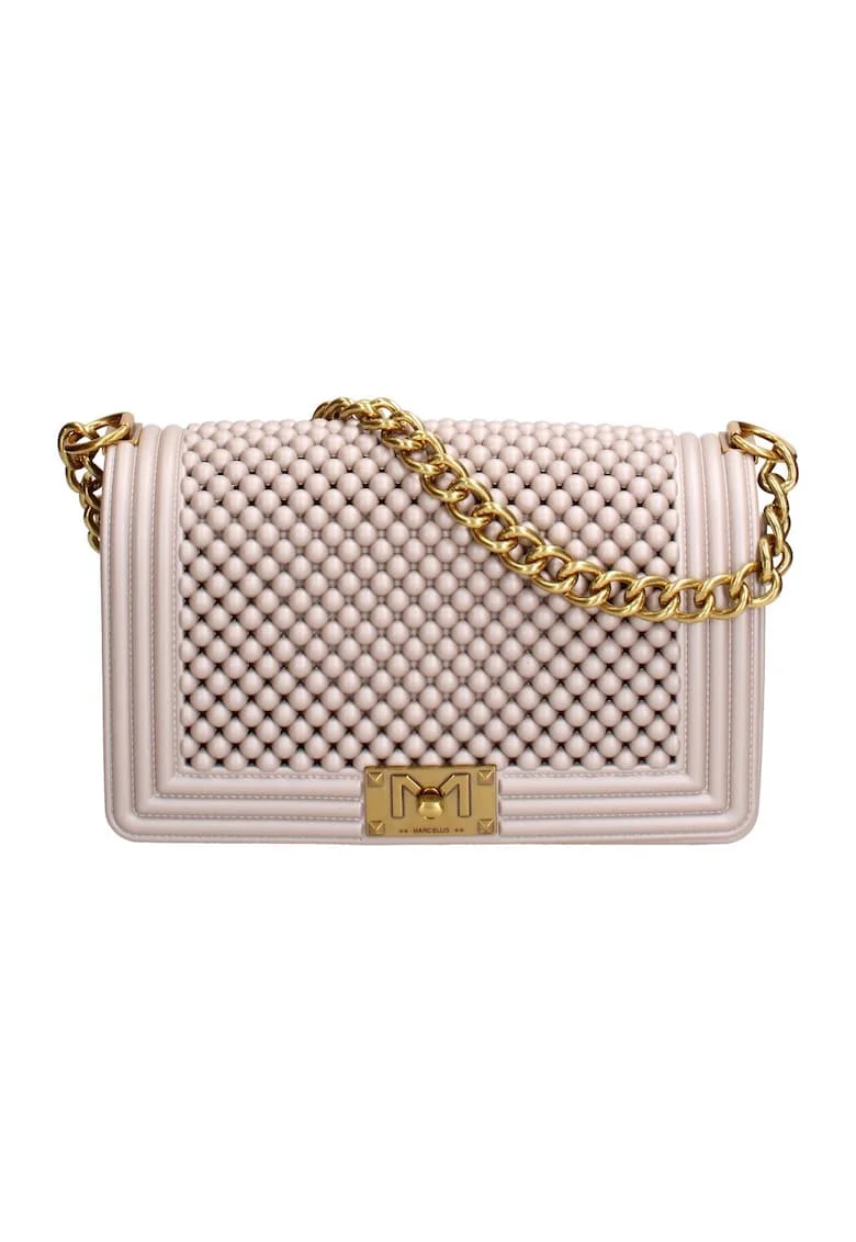 Geanta crossbody cu clapa si aspect cu margele