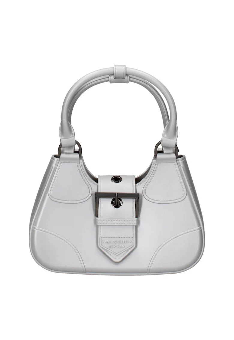 Geanta crossbody de piele ecologica cu catarama, Gri/Gri deschis