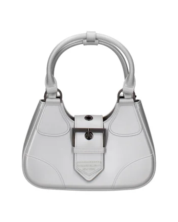Geanta crossbody de piele ecologica cu catarama, Gri/Gri deschis