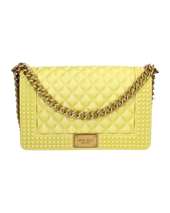 Geanta crossbody cu clapa si aspect matlasat, Verde/Auriu