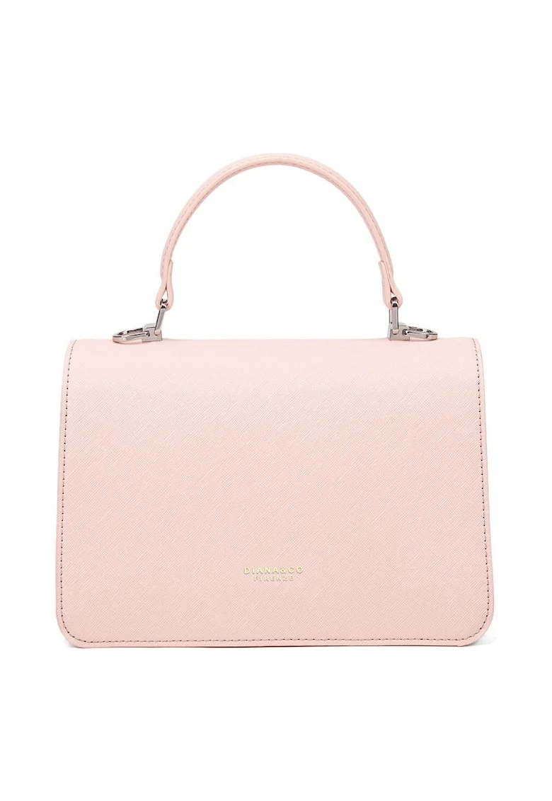 Geanta crossbody de piele ecologica cu logo discret, Roz