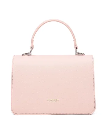 Geanta crossbody de piele ecologica cu logo discret, Roz