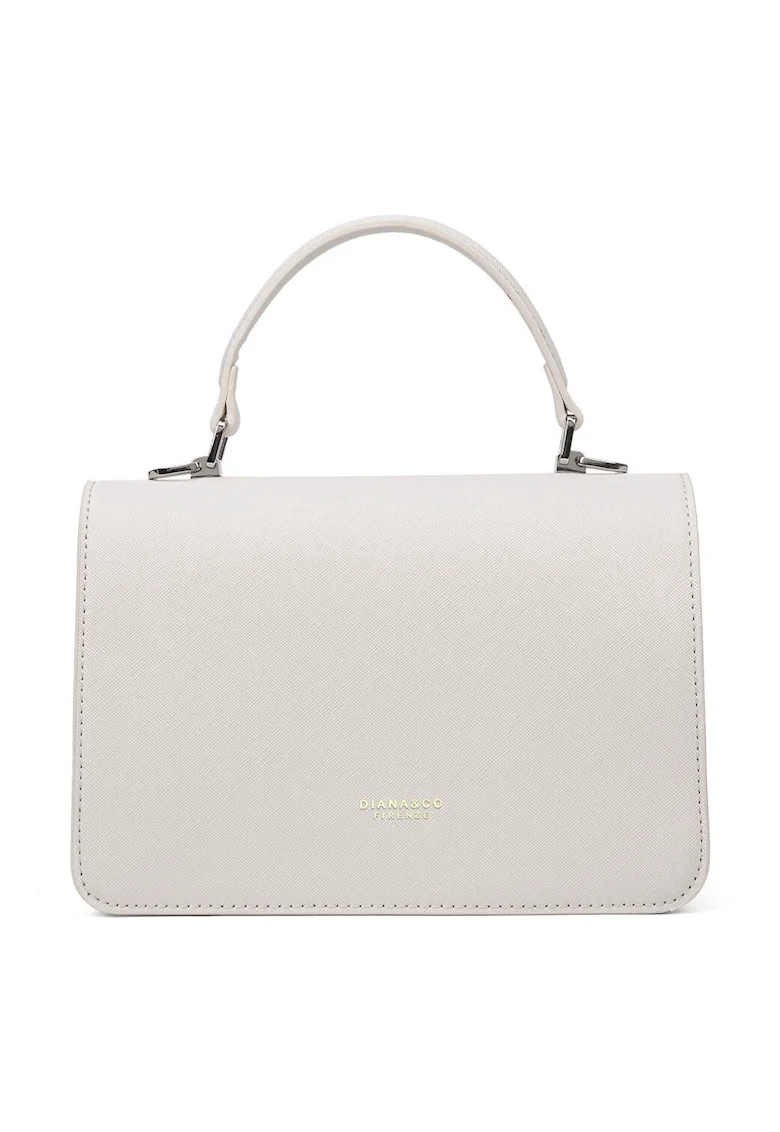 Geanta crossbody de piele ecologica cu logo discret, Bej