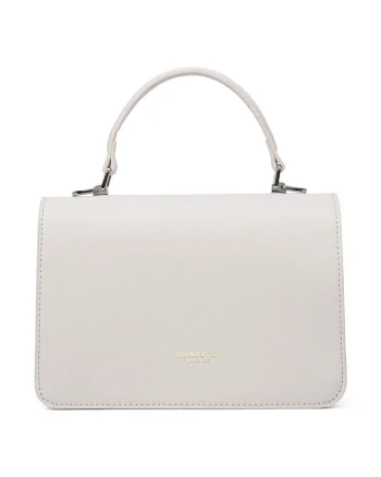 Geanta crossbody de piele ecologica cu logo discret, Bej