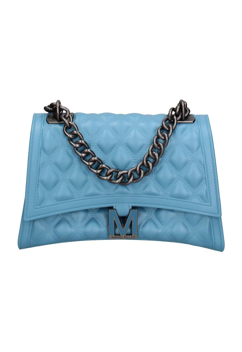 Geanta crossbody matlasata cu clapa, Albastru deschis
