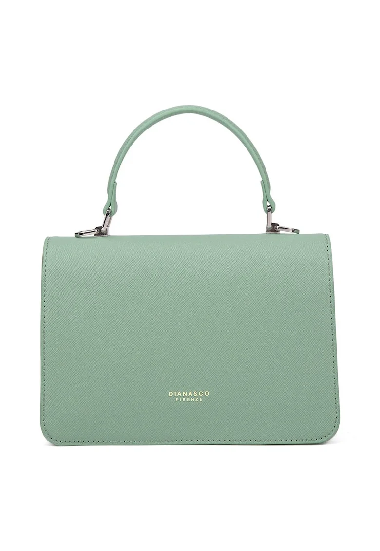 Geanta crossbody de piele ecologica cu logo discret, Verde deschis