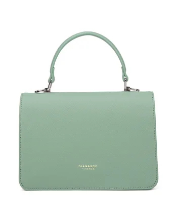 Geanta crossbody de piele ecologica cu logo discret, Verde deschis