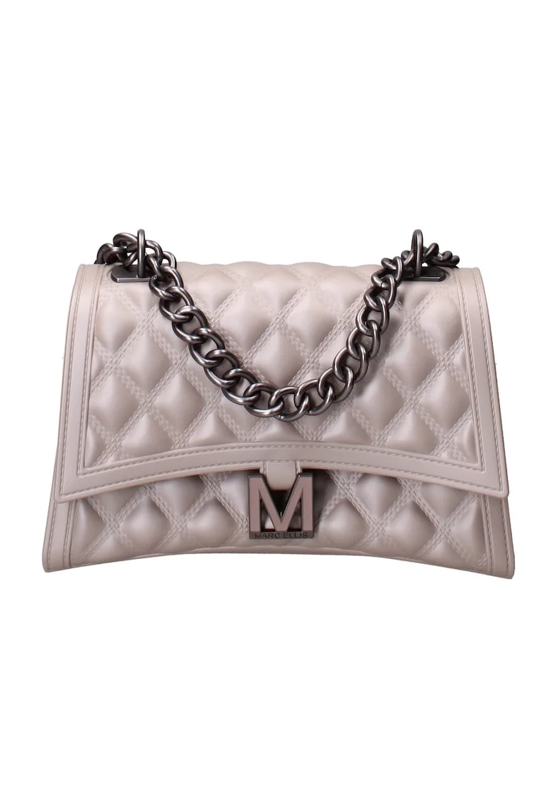 Geanta crossbody matlasata cu clapa, Gri deschis