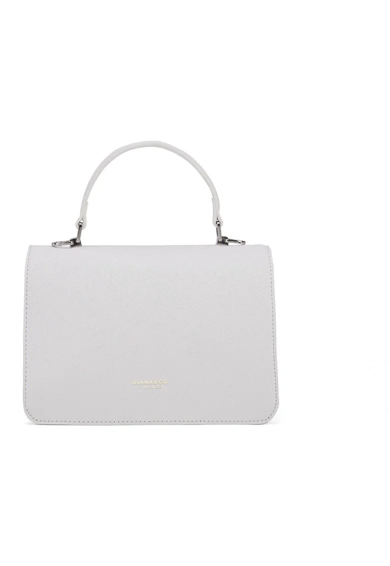 Geanta crossbody de piele ecologica cu logo discret, Alb