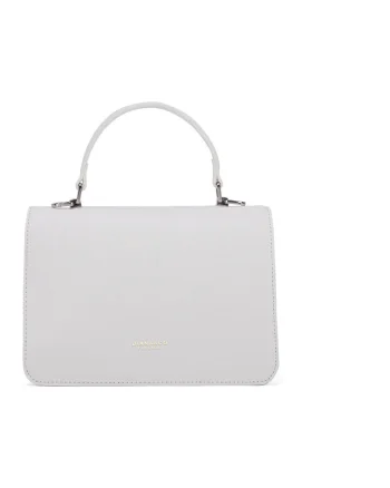 Geanta crossbody de piele ecologica cu logo discret, Alb