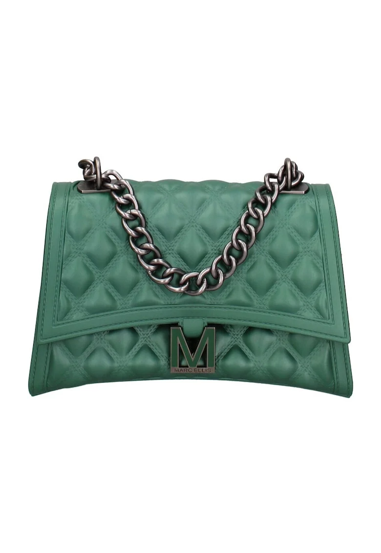 Geanta crossbody matlasata cu clapa, Verde inchis