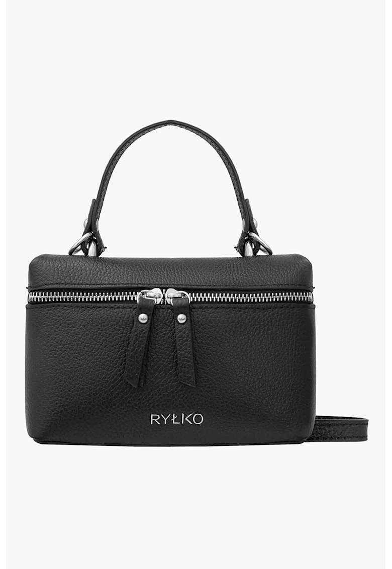 RYLKO, Geanta crossbody din piele cu fermoar, Negru