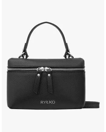RYLKO, Geanta crossbody din piele cu fermoar, Negru