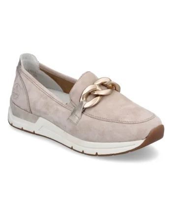 Pantofi mocasin bej slip-on Rieker 58944-60