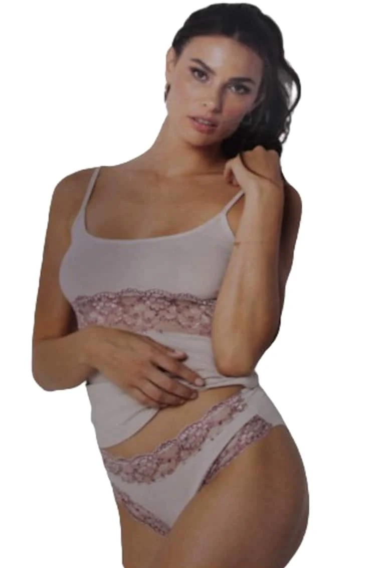 Set maiou si chiloti dama model 8164, Roz
