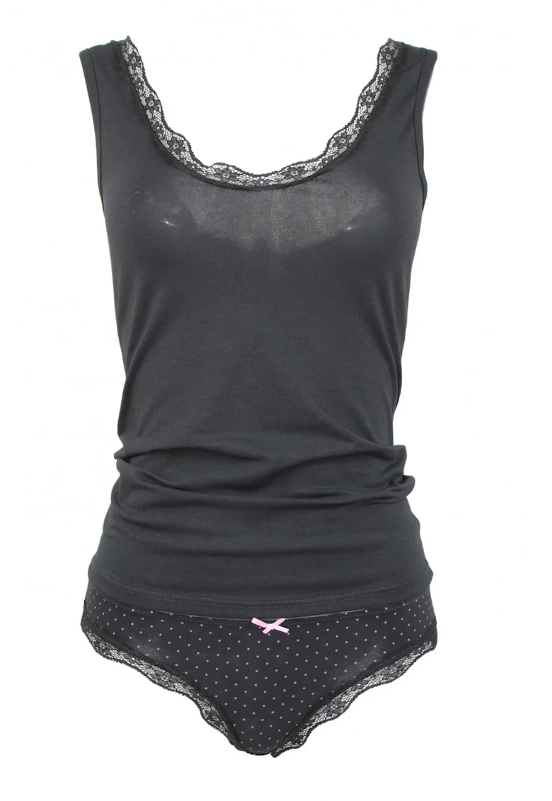 Set maiou si chiloti dama model 8135, Negru