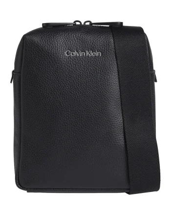 Geanta crossbody din piele ecologica cu detaliu cu logo stantat, Negru