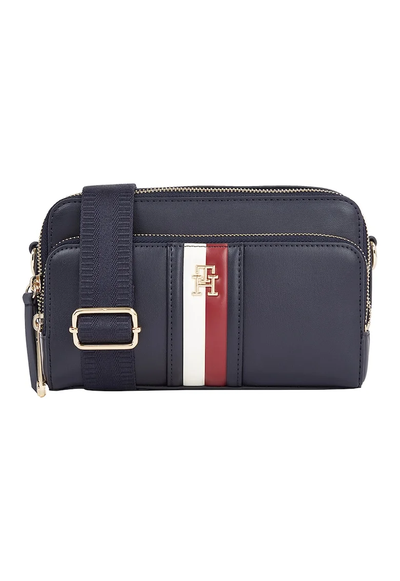 Geanta crossbody de piele ecologica Iconic, Rosu/Alb/Bleumarin