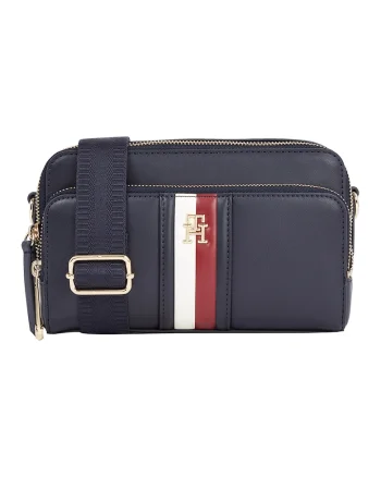 Geanta crossbody de piele ecologica Iconic, Rosu/Alb/Bleumarin