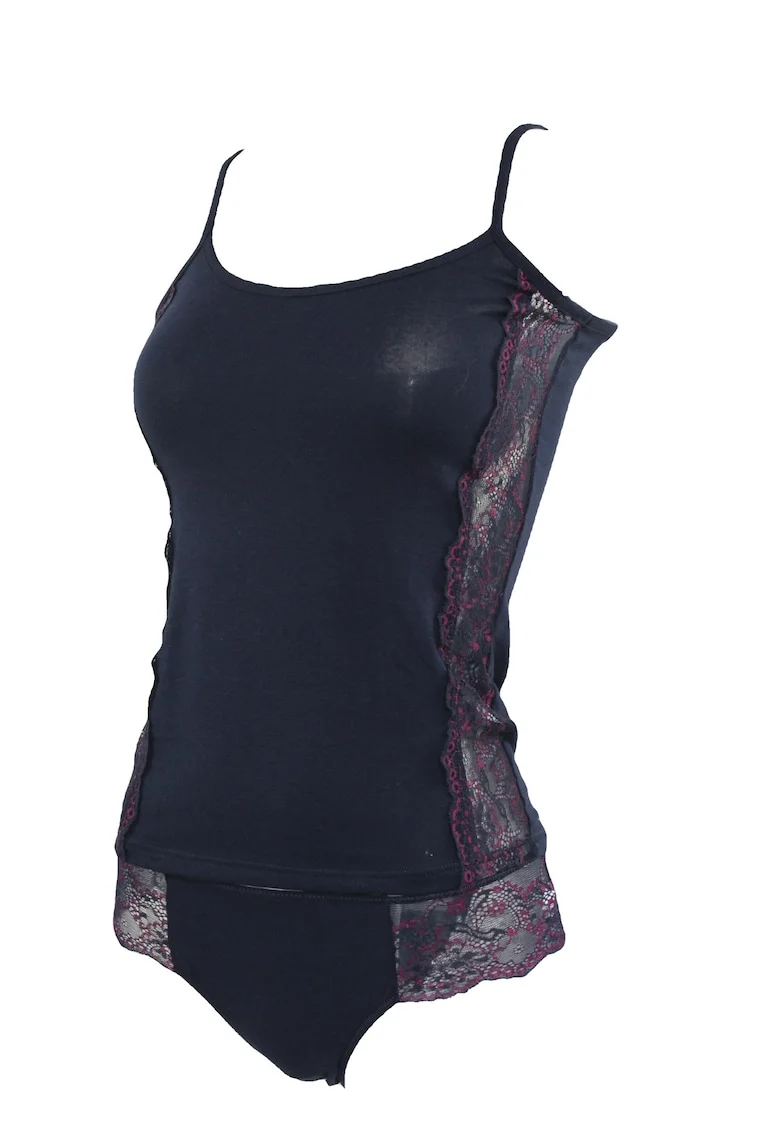 Set maiou si chiloti dama model 8159, Albastru