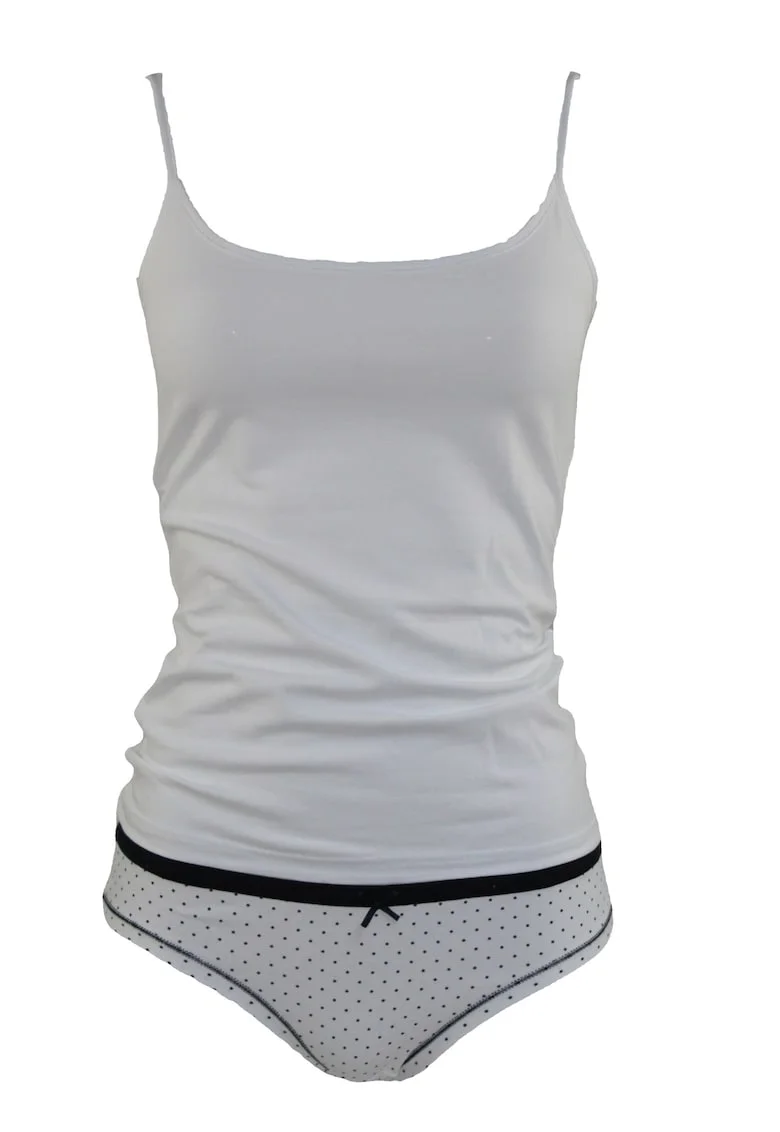 Set maiou si chiloti dama model 8139, Alb