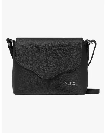 Geanta crossbody din piele cu clapa, Negru