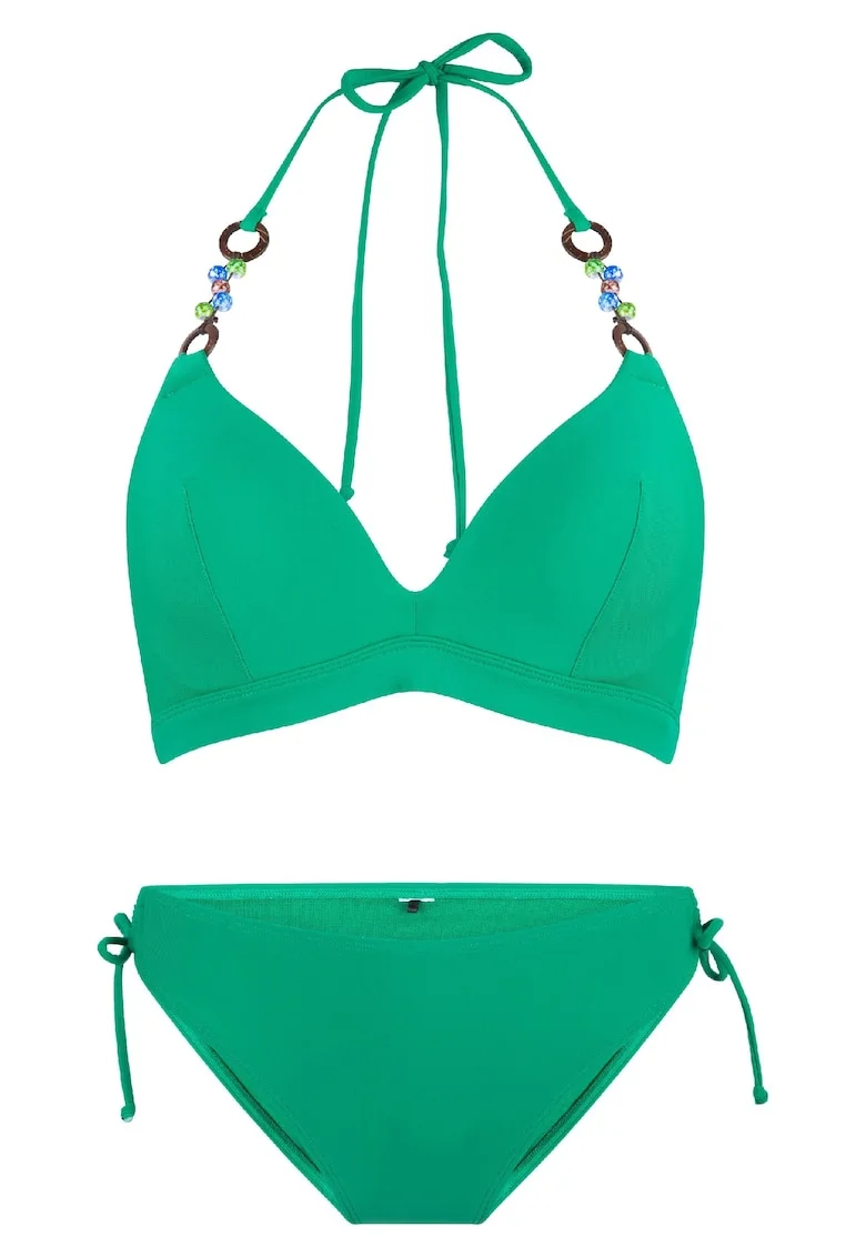 Costum de baie din doua piese cu sutien cu burete, Verde