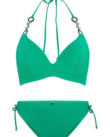 Costum de baie din doua piese cu sutien cu burete, Verde