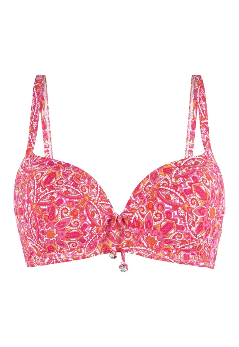 Sutien de baie cu model si bretele ajustabile, Roz