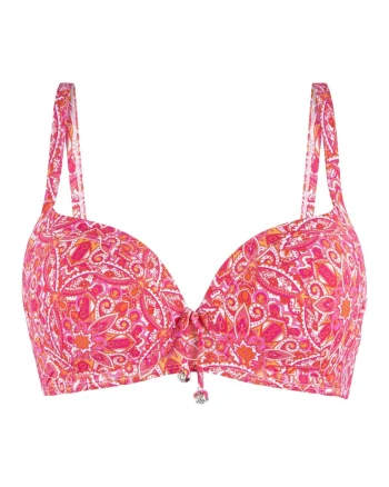 Sutien de baie cu model si bretele ajustabile, Roz