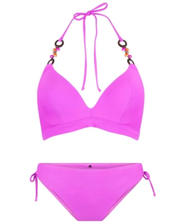Costum de baie din doua piese cu sutien cu burete, Roz