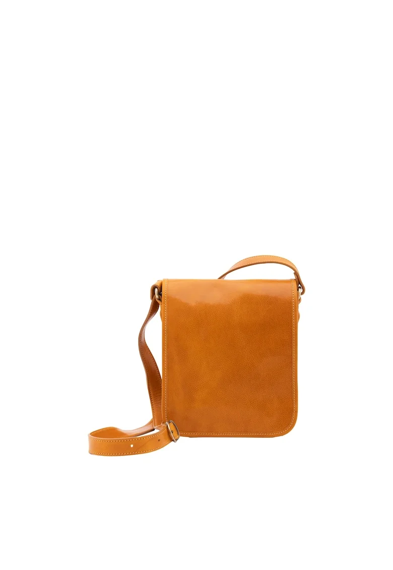 Geanta crossbody din piele, Galben mustar