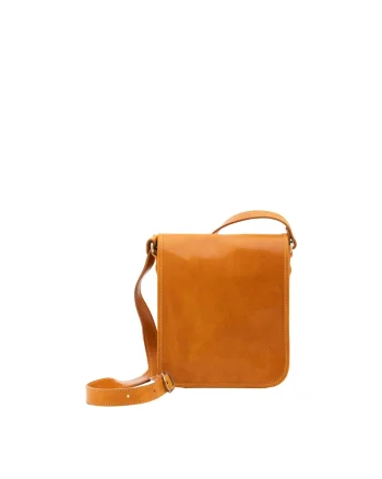 Geanta crossbody din piele, Galben mustar