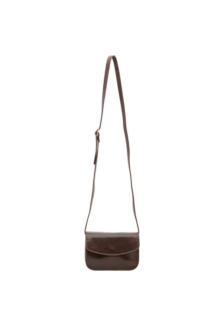 Geanta crossbody din piele, Maro inchis