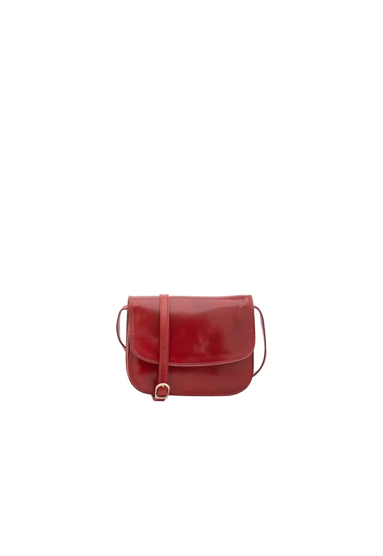 Geanta crossbody din piele, Rosu