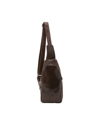 Geanta crossbody cu bareta ajustabila, Maro inchis