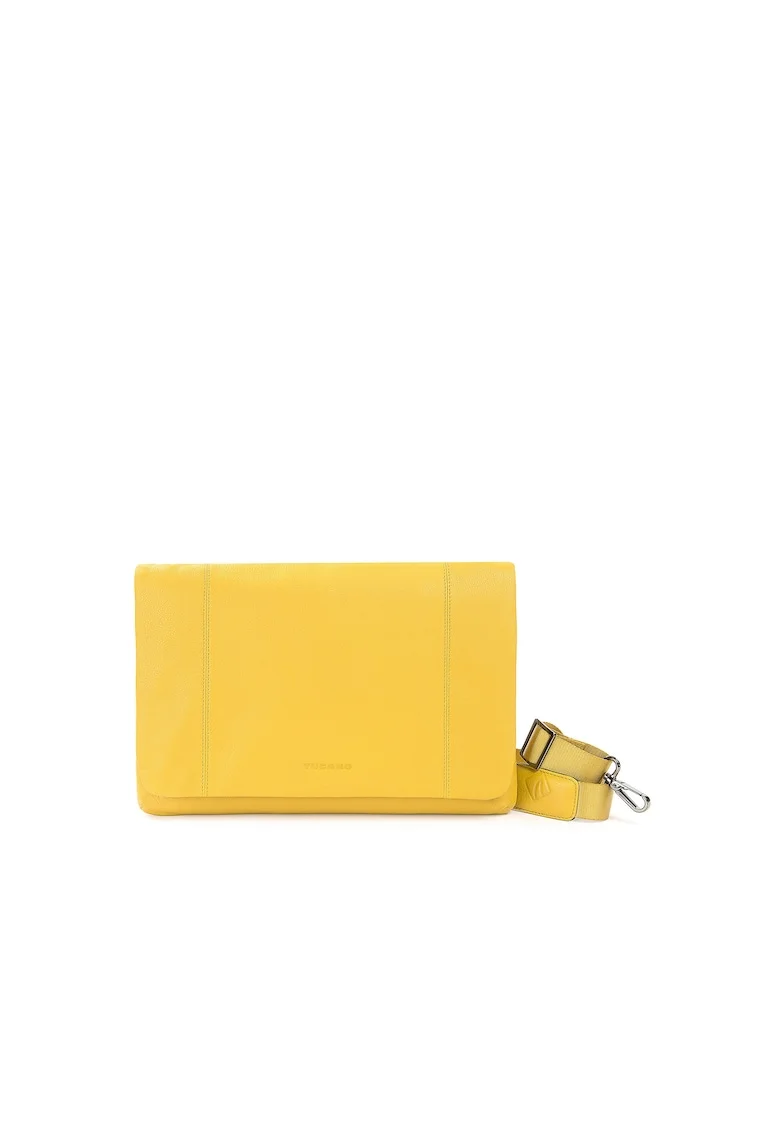 Geanta crossbody unisex din piele, Galben