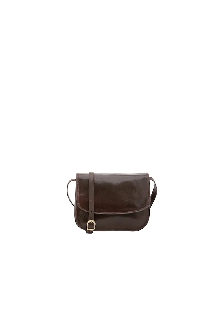Geanta crossbody din piele, Maro inchis