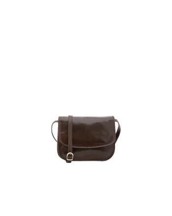 Geanta crossbody din piele, Maro inchis