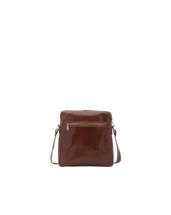 Geanta crossbody de piele cu bareta ajustabila, Maro