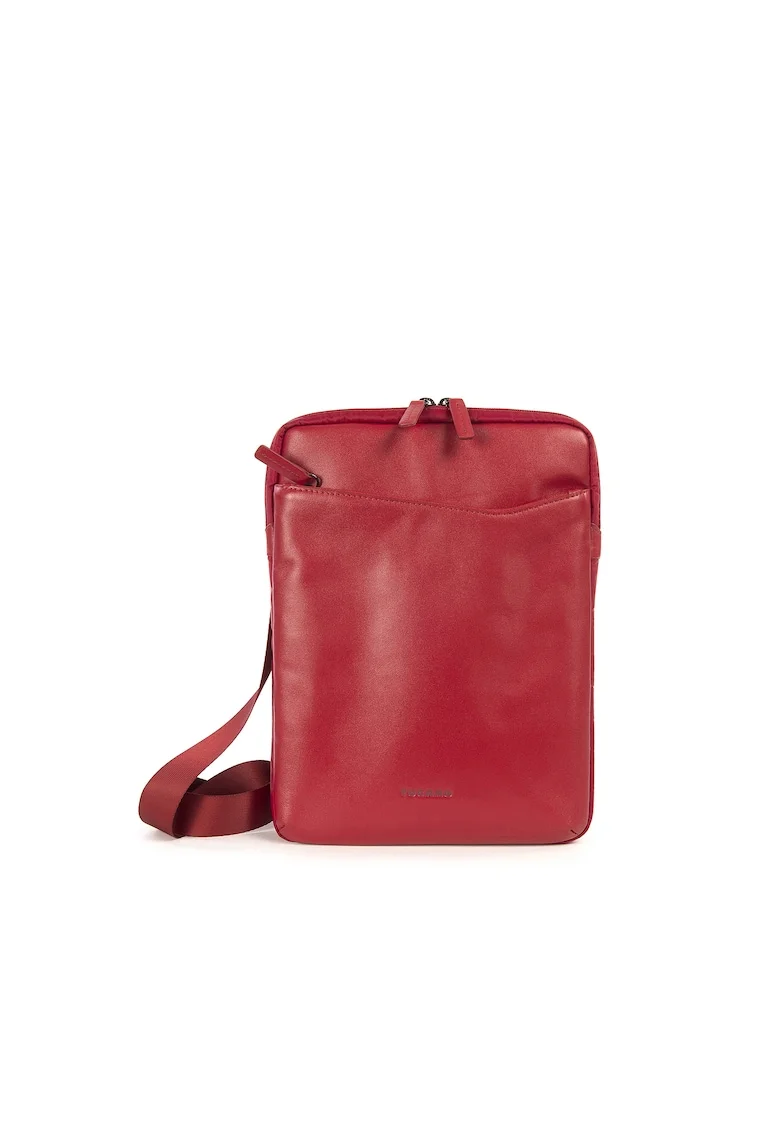 Geanta crossbody din piele cu model unisex, Rosu