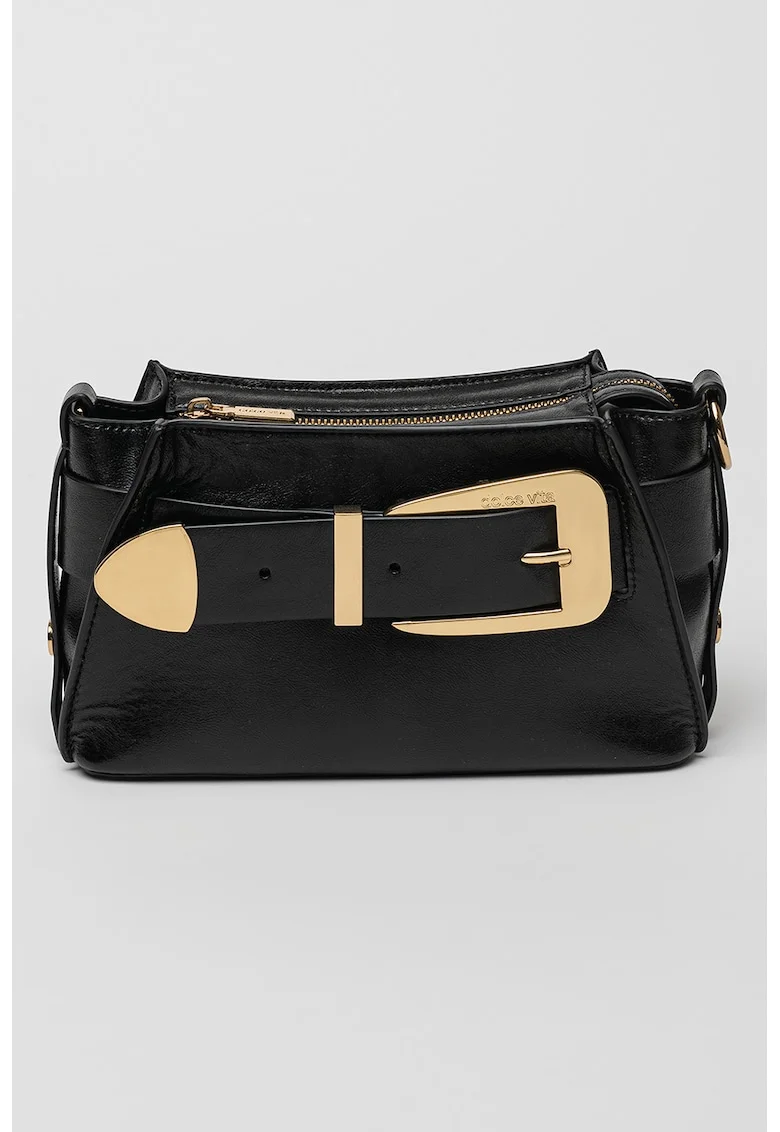 Geanta crossbody din piele cu design catarama Wendy, Negru