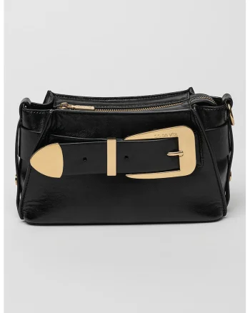 Geanta crossbody din piele cu design catarama Wendy, Negru