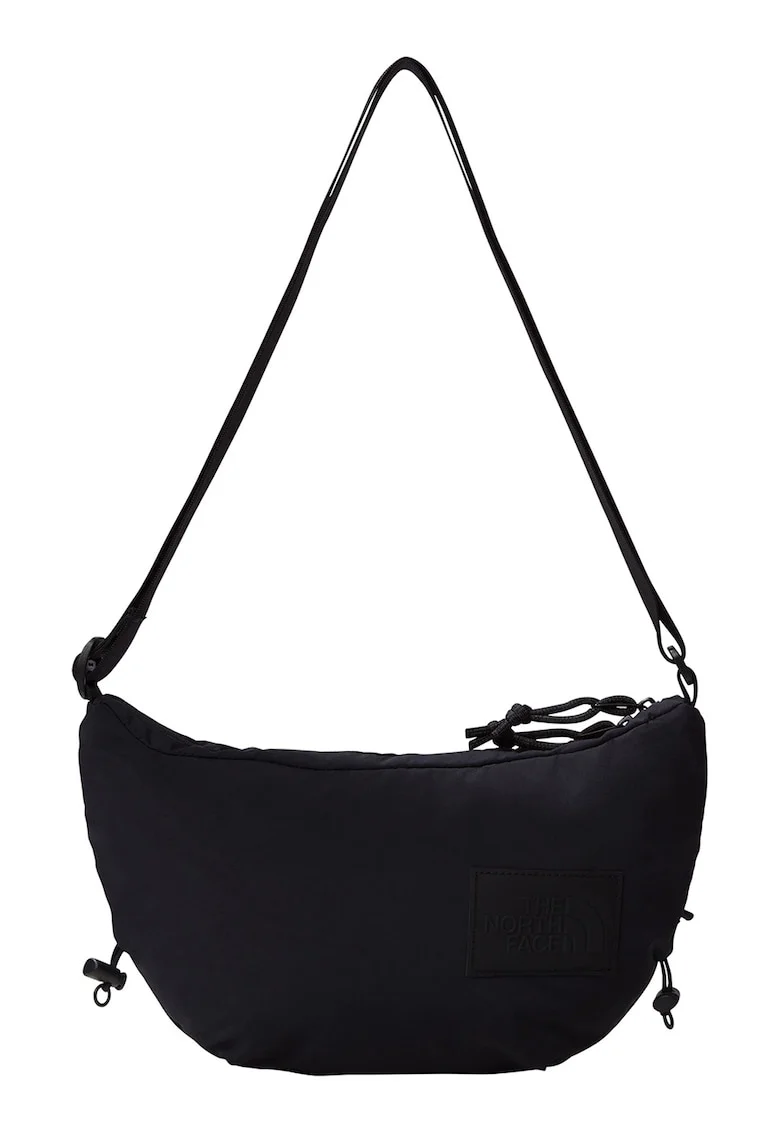 Geanta crossbody unisex cu aplicatie logo Never Stop, Negru stins