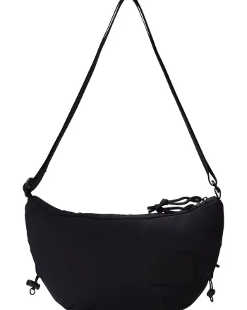 Geanta crossbody unisex cu aplicatie logo Never Stop, Negru stins